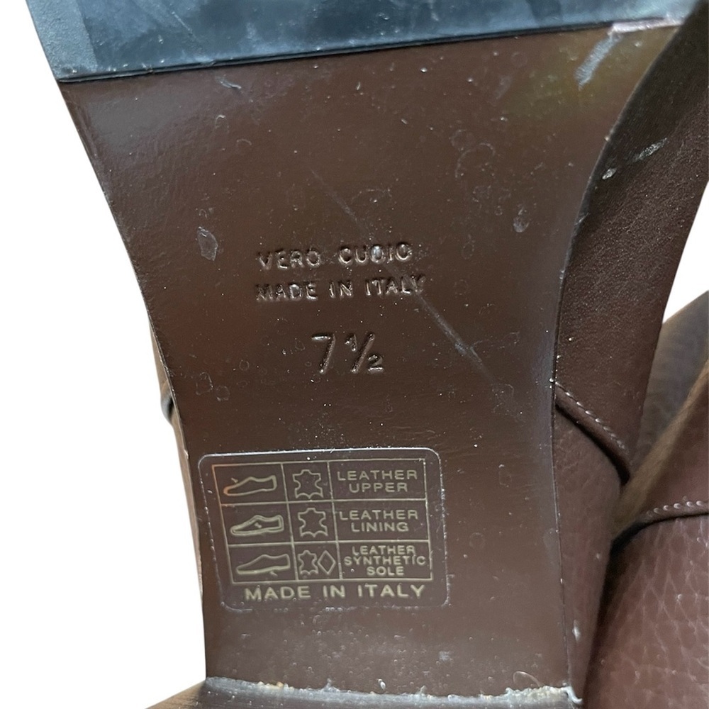 Aquatalia Beryl Brown Pebbled Leather Heeled Boots Size 7 1/2 Made In Italy - Picture 10 of 13